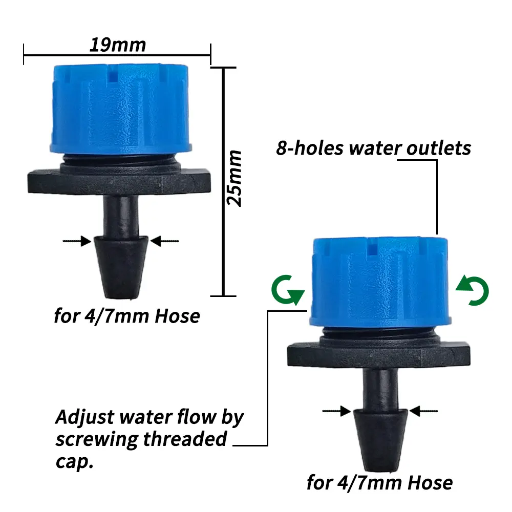Oasis 30-1000X BLUE Adjustable 1/4'' Irrigation Misting Dripper Sprinkler Micro Flow Drip Garden Watering Flower Lawn Greenhouse