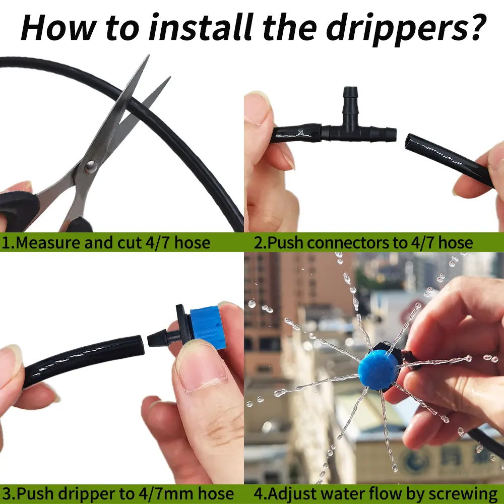 Oasis 30-1000X BLUE Adjustable 1/4'' Irrigation Misting Dripper Sprinkler Micro Flow Drip Garden Watering Flower Lawn Greenhouse