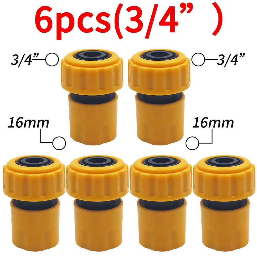 6PCS 3/4 1/2 inch Garden Hose Pipe Repair Connector Fitting Tubing Quick Connection for Drip Irrigation Watering Greenhouse