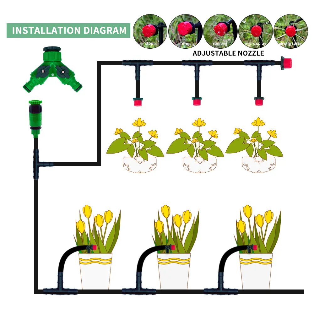 OASIS 50M-5M DIY Drip Irrigation System Automatic Watering Garden Hose Micro Drip Watering Kits with Adjustable Drippers