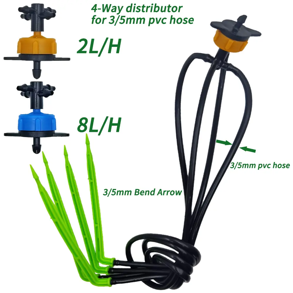 Oasis 10-100M 8L/H 4L 2L Garden Micro Drip Irrigation Emitter Greenhouse Watering Systems Kit 3/5mm Arrow Drippers Potted Bonsai