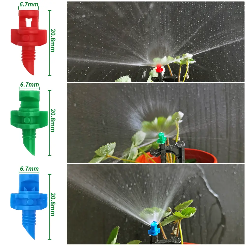 OASIS 20PCS 90/180/360 Degree Refraction Nozzle Sprinkler Head Thread Connection Garden Irrigation Mist Sprayer for Greenhouse