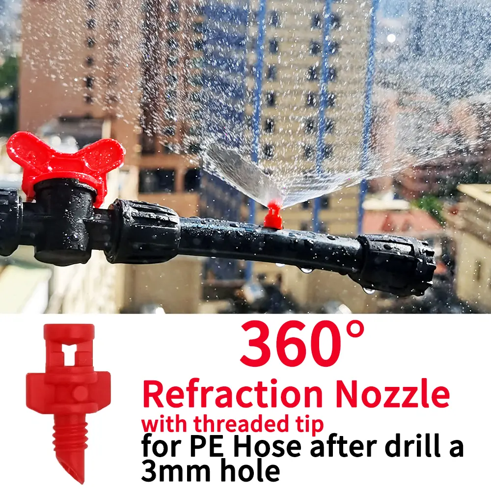 OASIS 20PCS 90/180/360 Degree Refraction Nozzle Sprinkler Head Thread Connection Garden Irrigation Mist Sprayer for Greenhouse