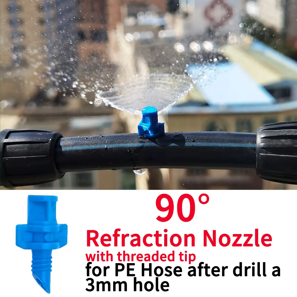 OASIS 20PCS 90/180/360 Degree Refraction Nozzle Sprinkler Head Thread Connection Garden Irrigation Mist Sprayer for Greenhouse