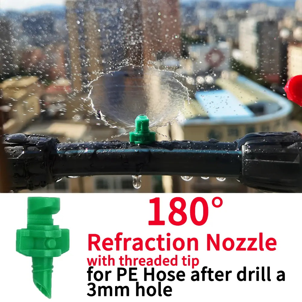 OASIS 20PCS 90/180/360 Degree Refraction Nozzle Sprinkler Head Thread Connection Garden Irrigation Mist Sprayer for Greenhouse