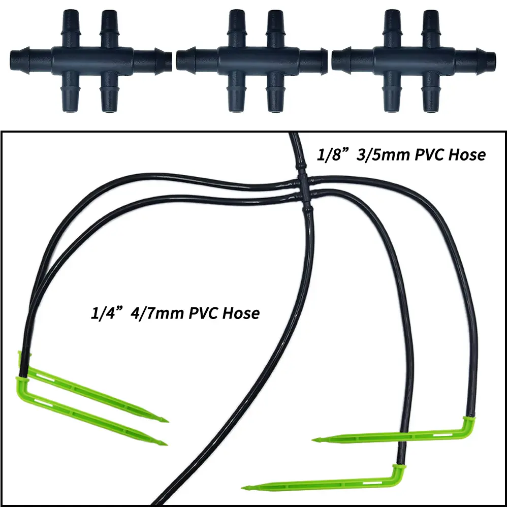 Oasis Garden 4/7mm to 3/5mm Hose Automatic Watering Drip Irrigation System Kit Elbow Emitter Potted Plant Home Bonsai Greenhouse