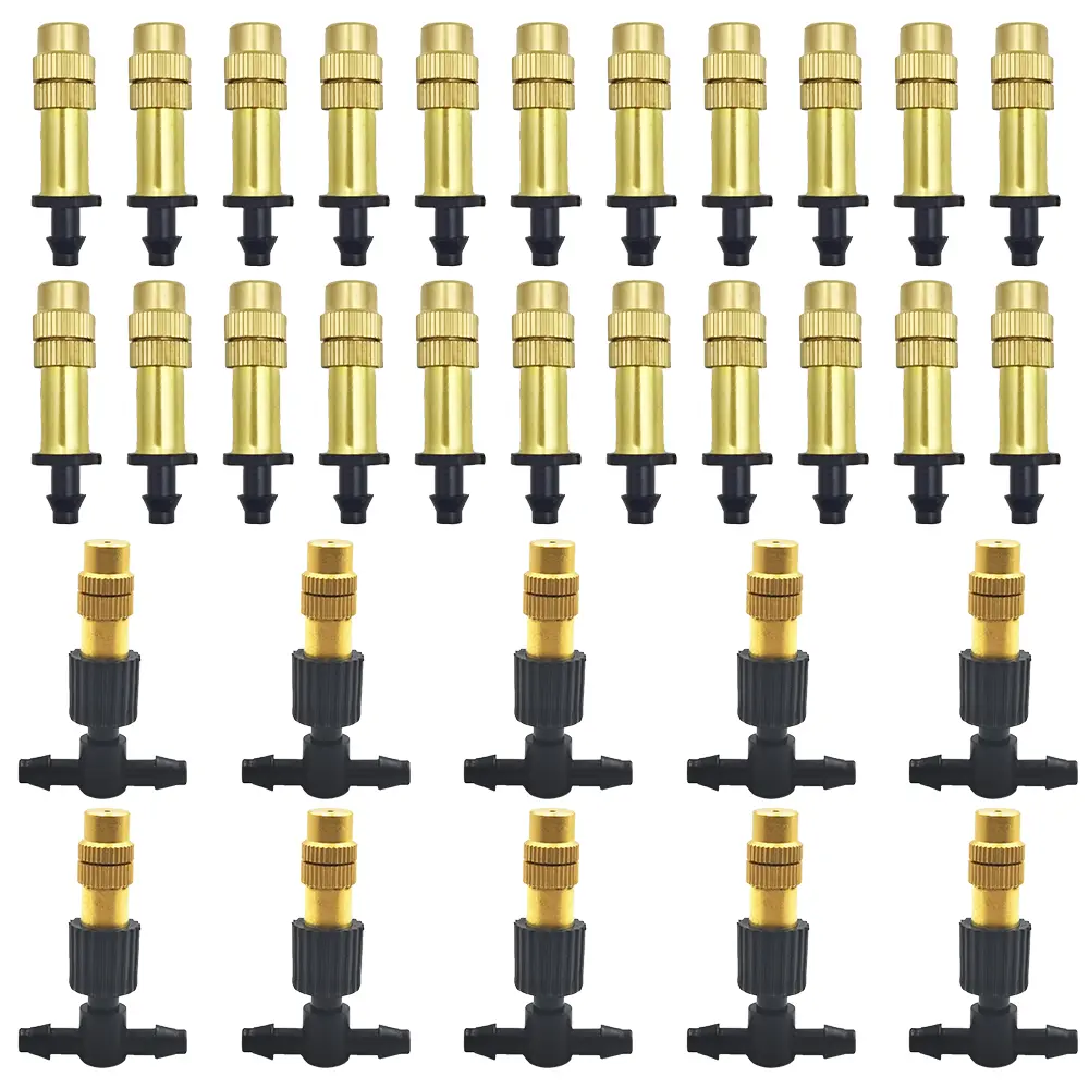 5M-30M Garden Brass Misting Cooling System Irrigation Watering 1/4'' Atomizer Nozzles 4/7mm Hose for Outdoor Greenhouse Pot