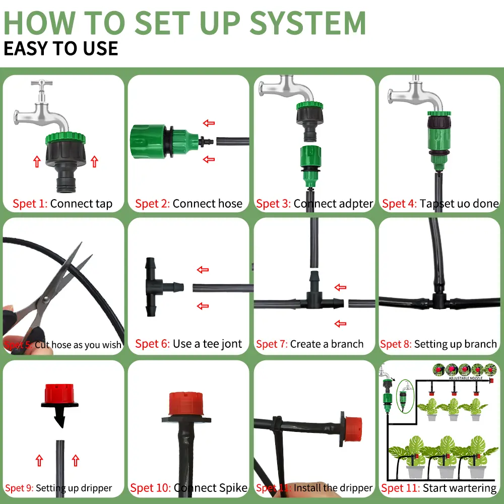 5M-60M Drip Irrigation System Plant Watering Set Watering Kits Adjustable Drippers For Irrigation Micro Garden Watering System