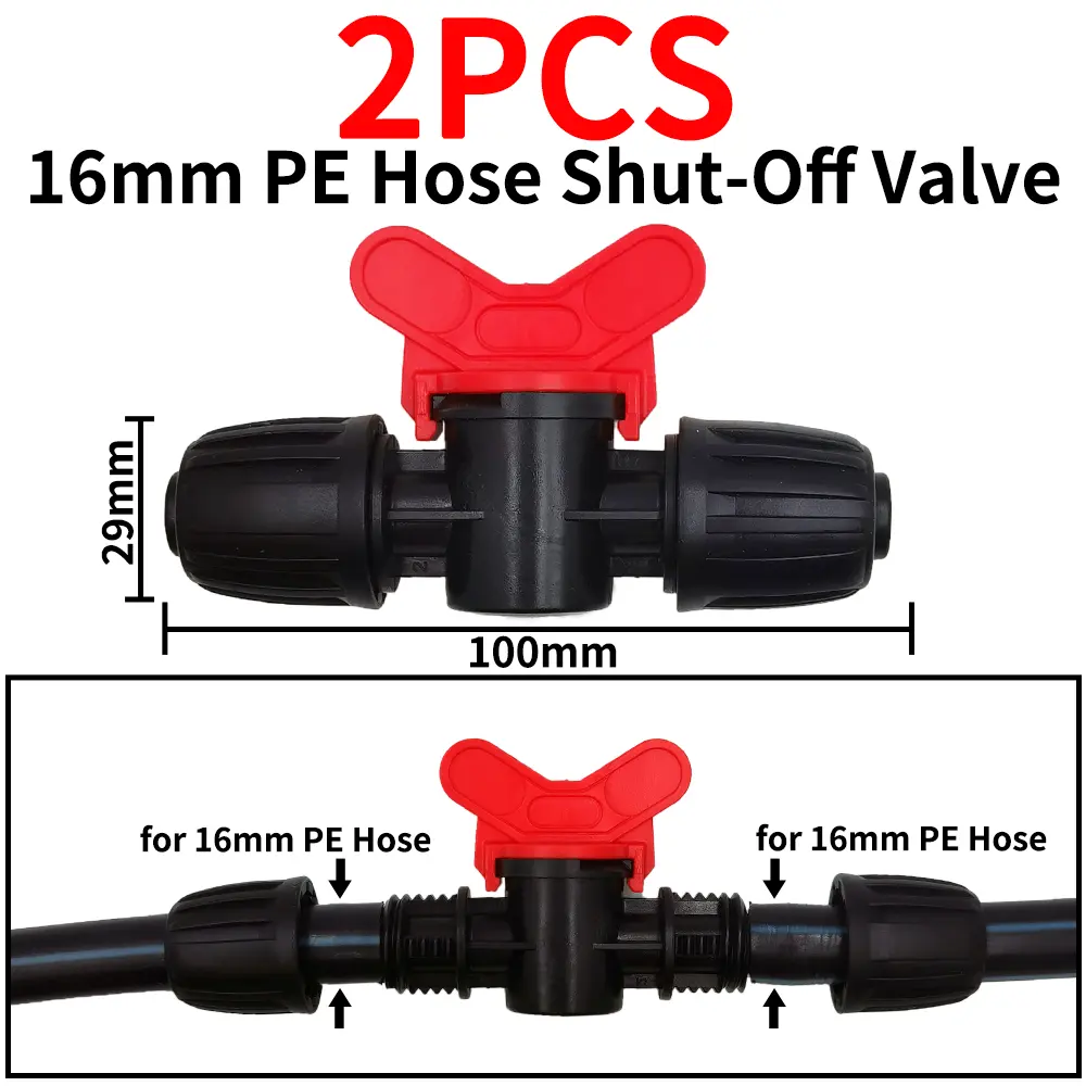 Oasis 2PCS 16mm 1/2'' PE Pipe Connector Splitter Tee Coupling Threaded Lock to 4/7mm 3/5mm Hose Garden Watering Drip Irrigation