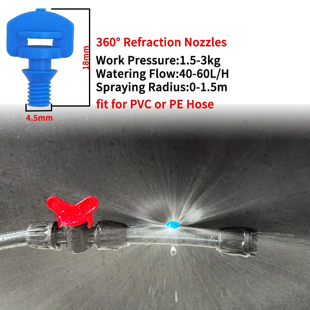 100PCS 90-360° Male Barbed Thread Refraction Micro Nozzles Garden Greenhouse Drip Irrigation Sprinkler Atomized Sprayer Watering