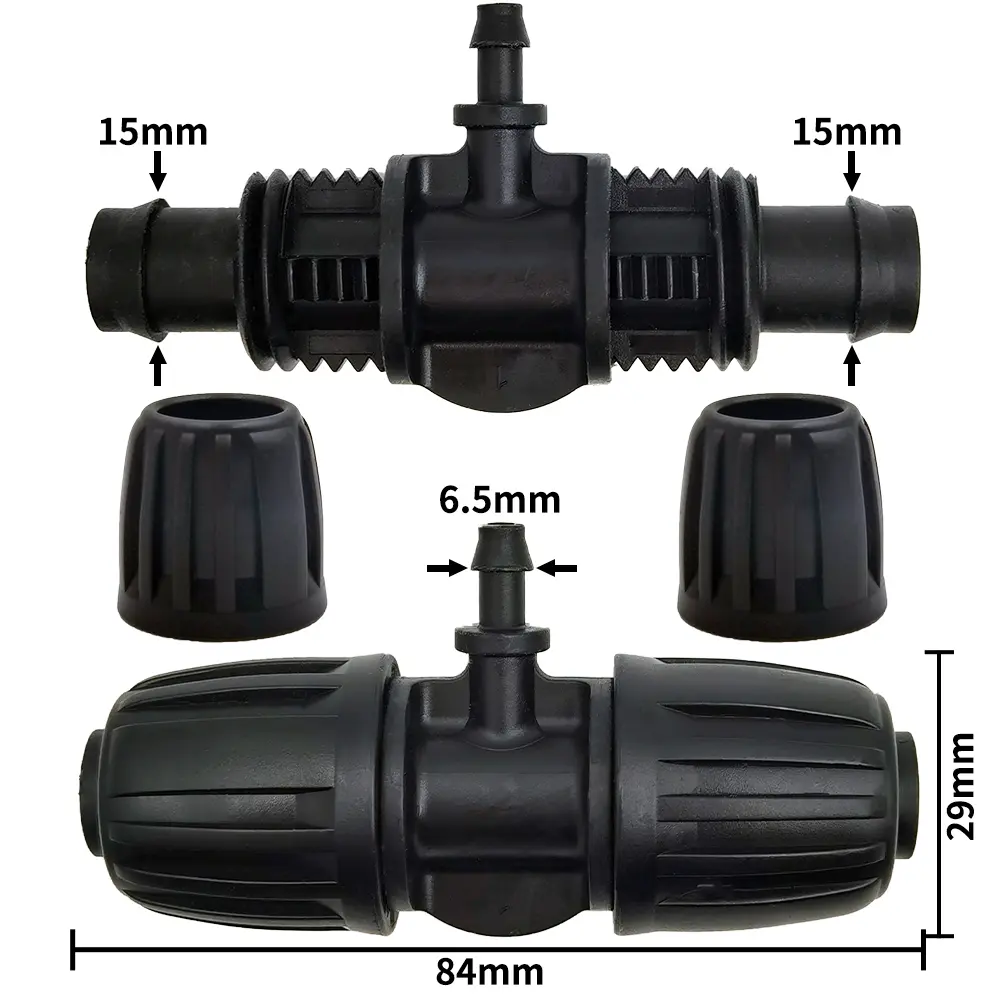 Oasis 10PCS 16mm 1/2'' PE Tubing to 4/7mm Hose Tee Connector w/ Thread Lock Garden Irrigation Water Adapter to 1/4'' Micro Pipe