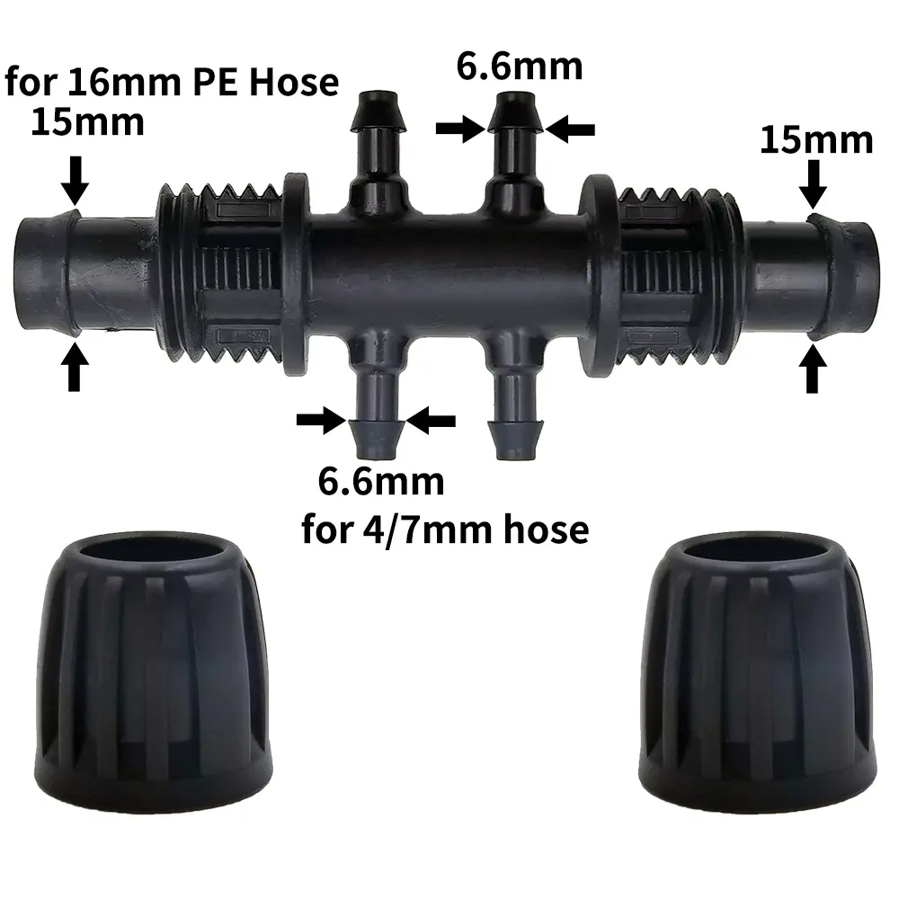 Oasis 16mm to 4/7mm Tubing 6-Way Connector Garden Flower Irrigation Water Adapter PE Pipe to 1/4'' Micro Hose Fitting Joint