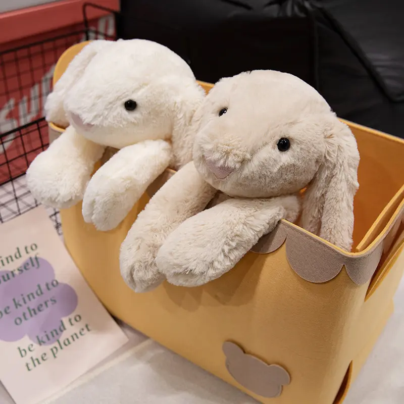 1pc 20cm/7.87inCute lop ear bunny doll plush toy long eared little white rabbit doll soothing rag doll children's birthday gift