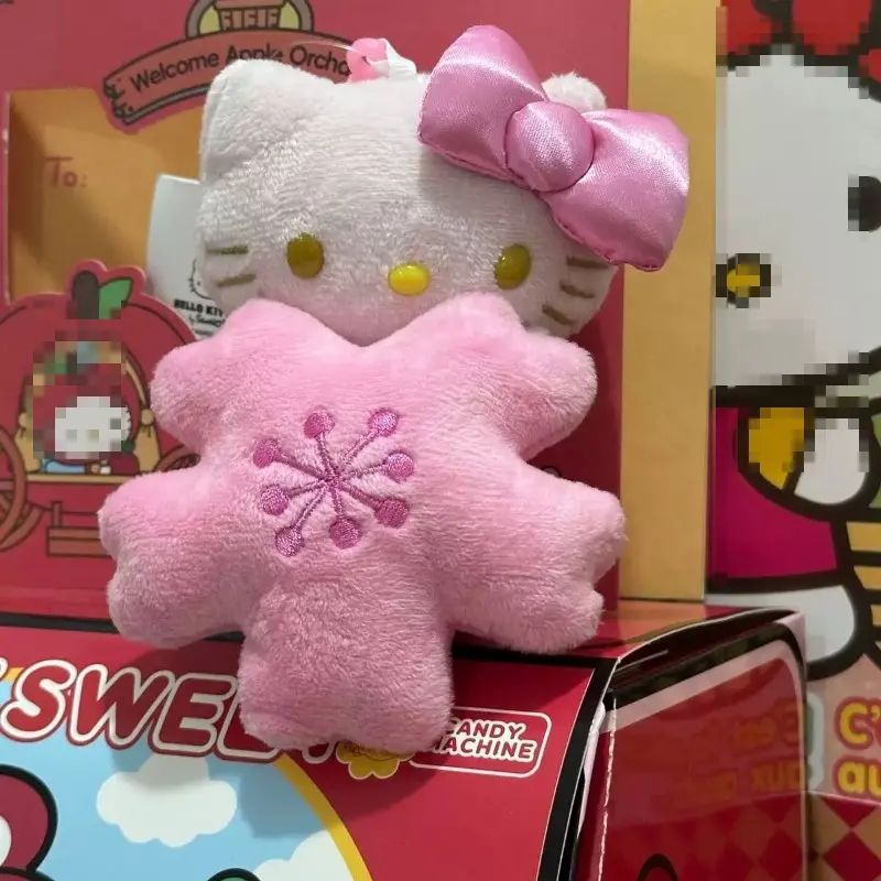 Sanrios Black Skin Cherry Blossom Series Plush Doll Pendant  Sakura Hello Kitty Plush Toys Kawaii Keychain Backpack Pendant gift