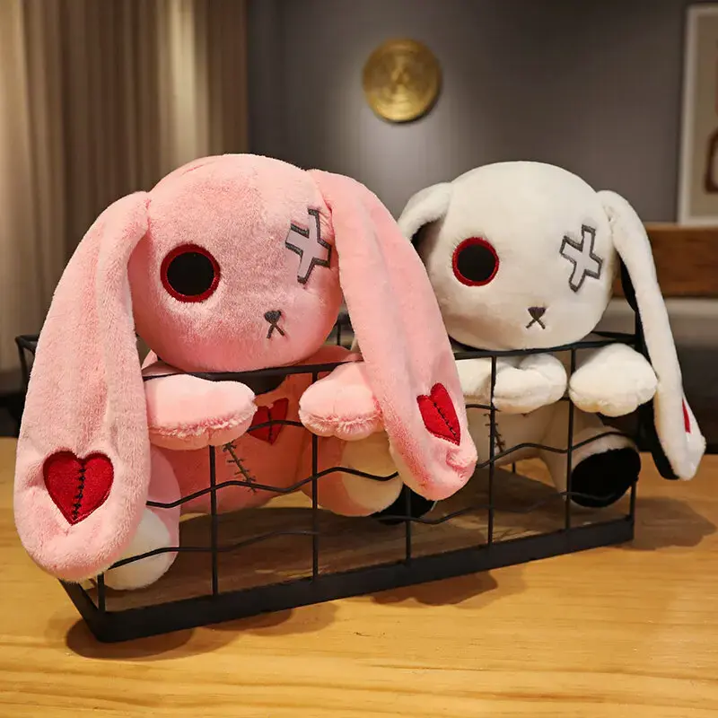 Spooky Gothic Bunny Stuffed Crazy Rabbit Plush Toys Cute Stuffed Animal Doll Horror Dreadful Dolls Halloween Room Decor Gifts