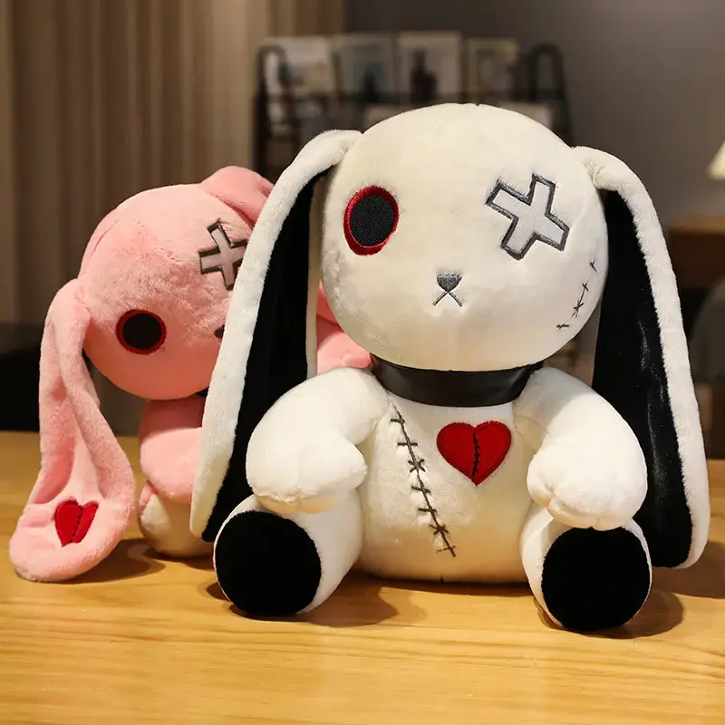 Spooky Gothic Bunny Stuffed Crazy Rabbit Plush Toys Cute Stuffed Animal Doll Horror Dreadful Dolls Halloween Room Decor Gifts