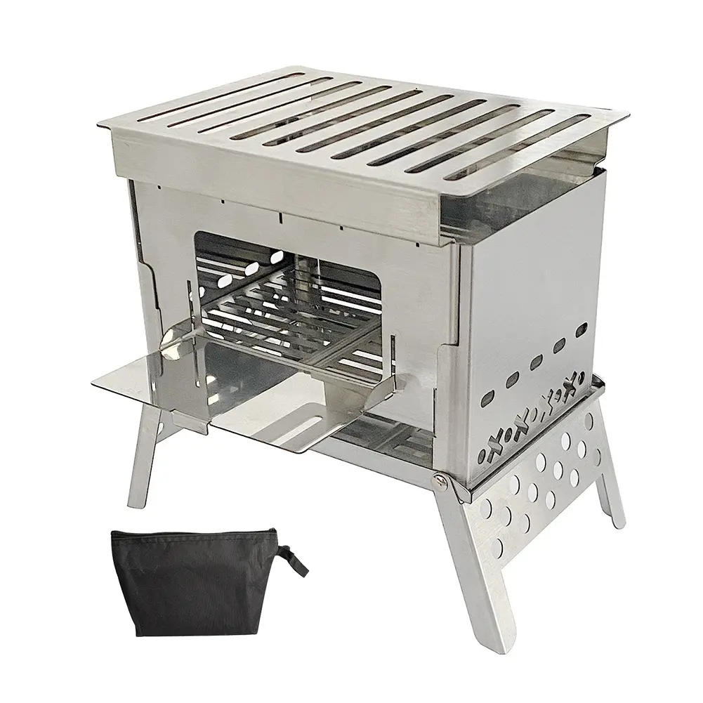 Foldable Camping Wood Stove Portable Folding Firewood Furnace Ultralight Multifunction for Fishing Hiking Survival Cookware Tool