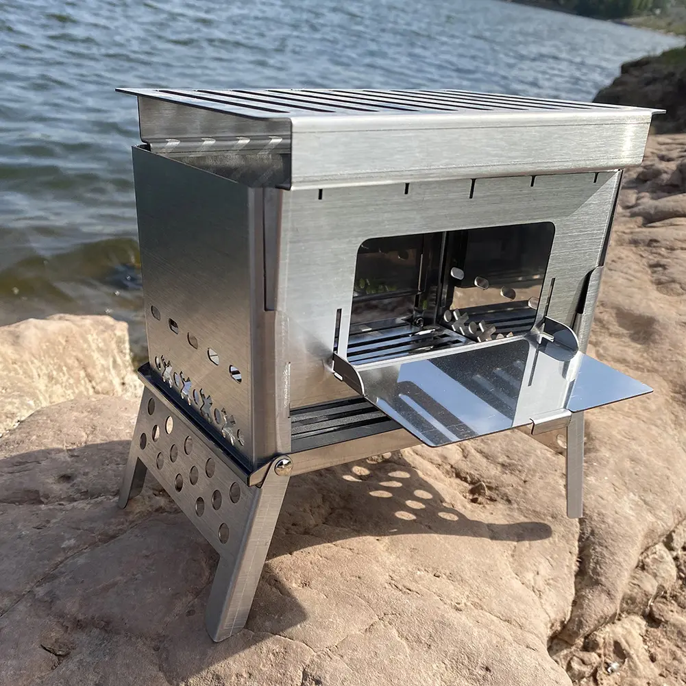 Foldable Camping Wood Stove Portable Folding Firewood Furnace Ultralight Multifunction for Fishing Hiking Survival Cookware Tool