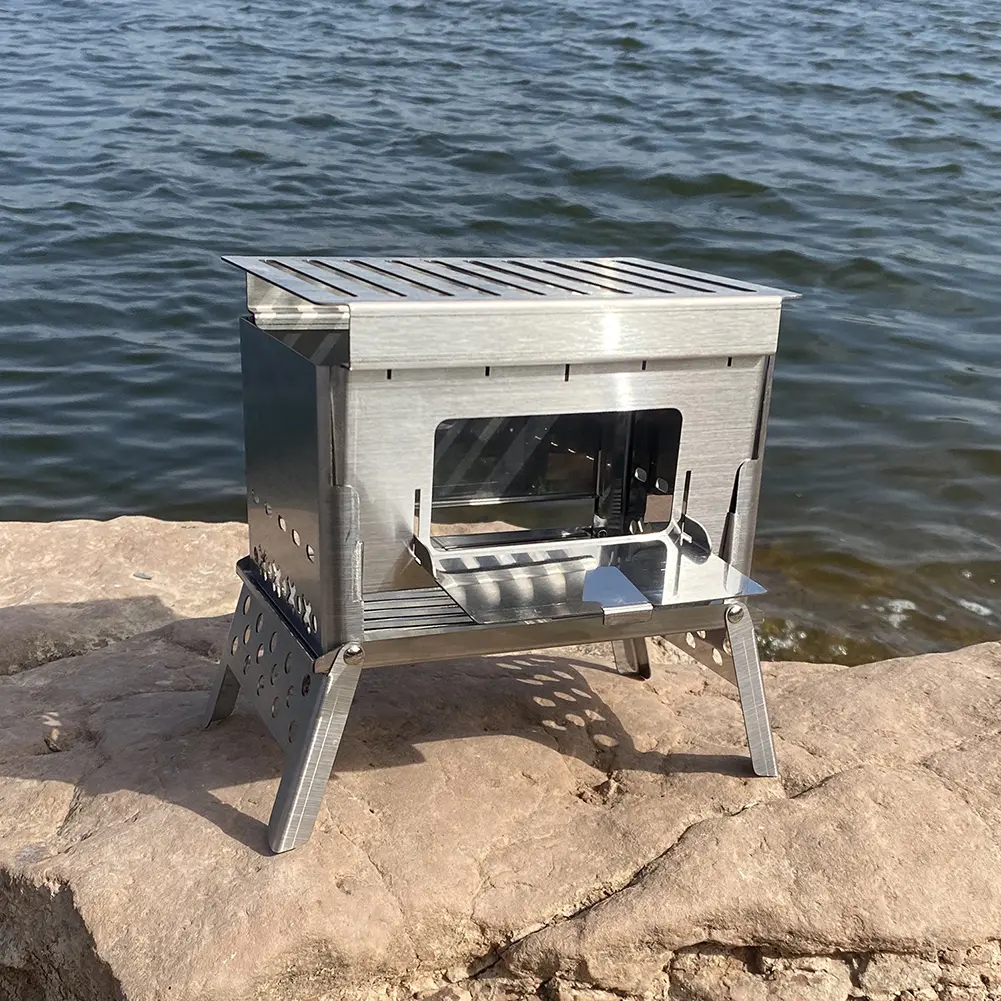 Foldable Camping Wood Stove Portable Folding Firewood Furnace Ultralight Multifunction for Fishing Hiking Survival Cookware Tool