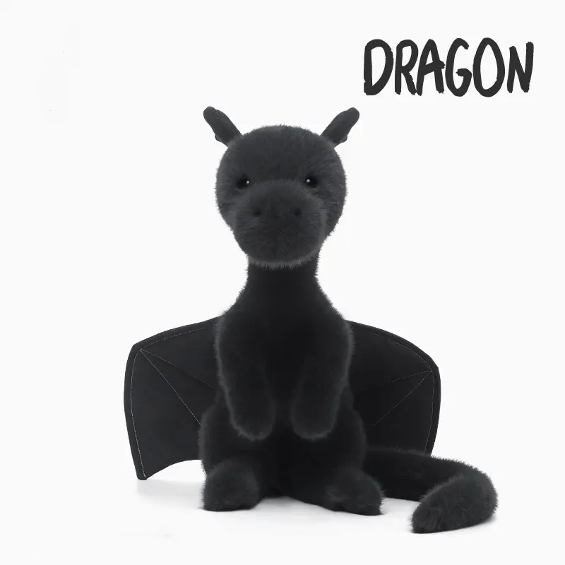 83cm/32.68in Cute Welsh Dragon Black Stuffed Animal Creative Cartoon Toys Ornaments Comfort Sleeping Pillow Kids Birthday Gifts
