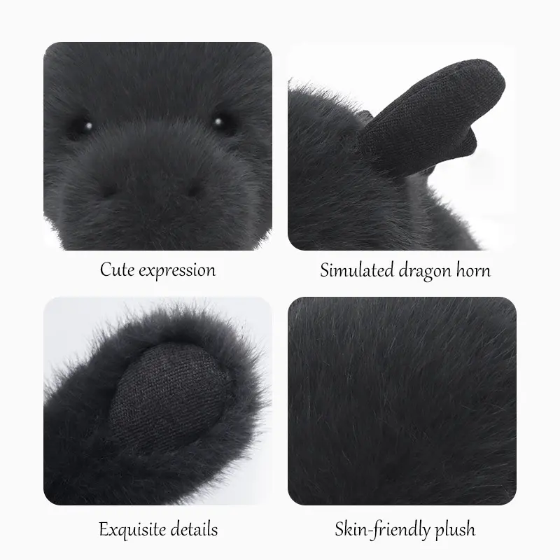 83cm/32.68in Cute Welsh Dragon Black Stuffed Animal Creative Cartoon Toys Ornaments Comfort Sleeping Pillow Kids Birthday Gifts