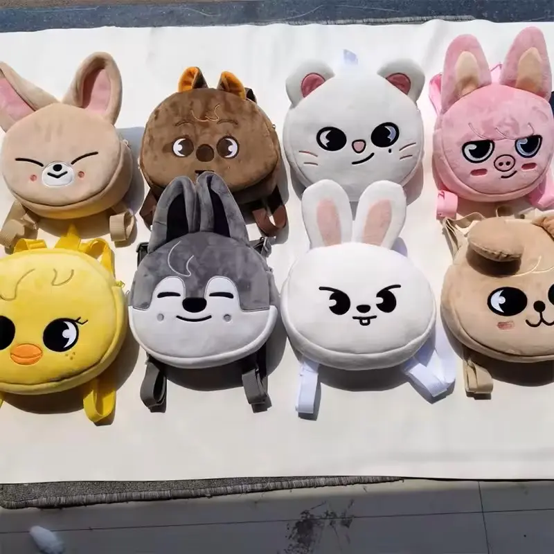Kpop skzoo Plush korean bac kpack combination street plush doll school small student back pack fan gift