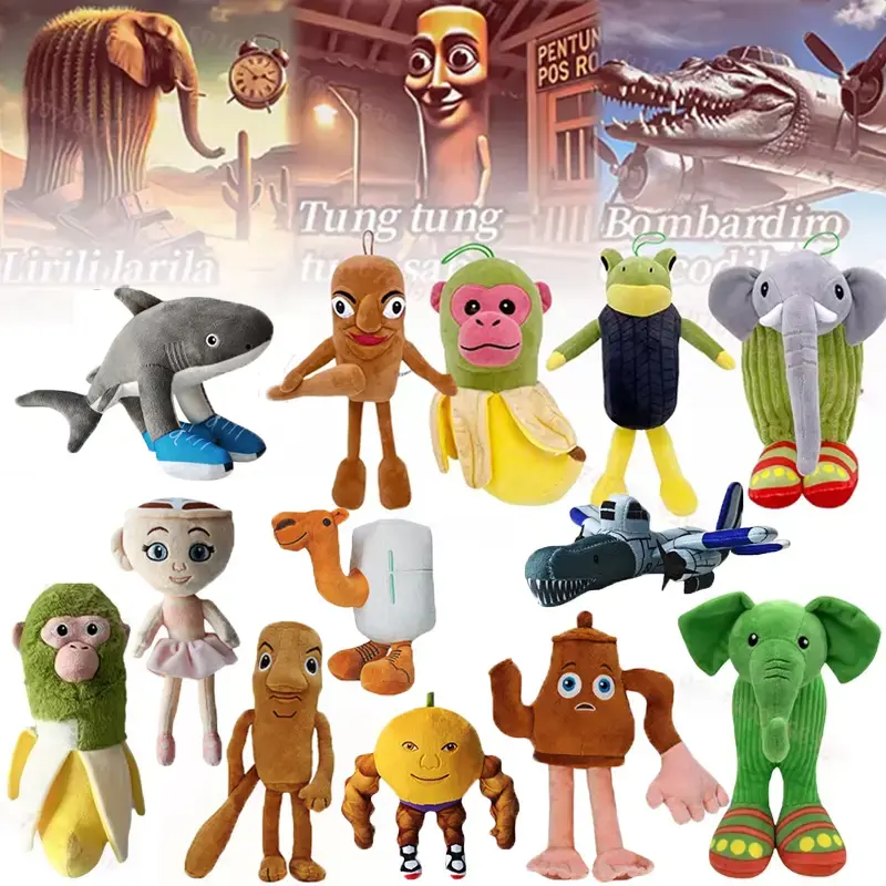 Tralalelo Tralala Plush tungtungtung Sahur SHARK Toy Italian Brain Rot Animals Anime Plush Plushie Peluches Dolls Toy Gifts