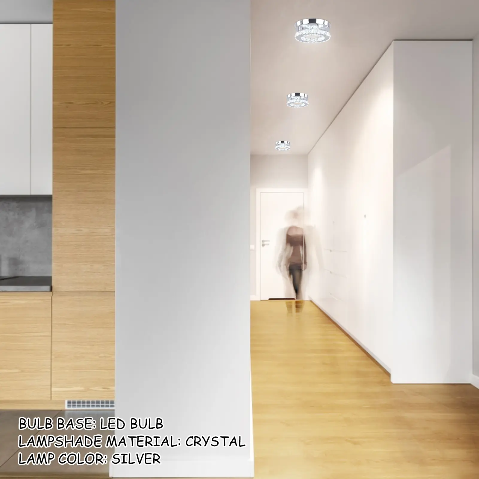 Small LED Ceiling Light Art Gallery Decoration Light Fixture Close to Ceiling Light in Clear Crystal Lamp