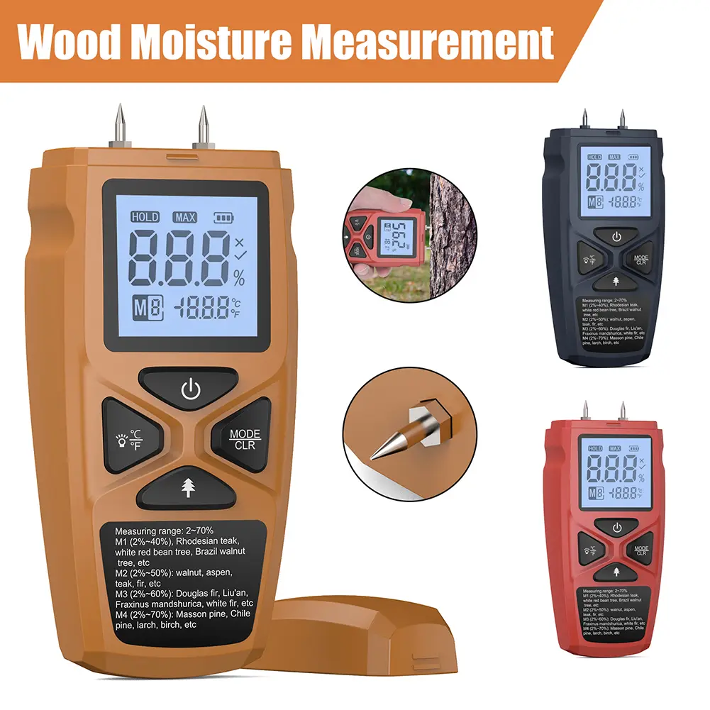 Digital Moisture Meter LCD Display Firewood Humidity Tester Wood Moisture Meter Moisture Reader for Firewood Lumber