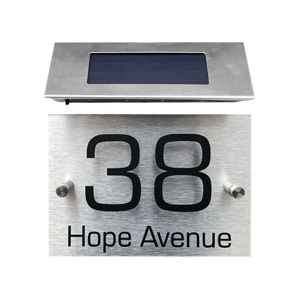 LED Solar House Number Light Door Number Warning Sign Doorplate Lamp Plaques