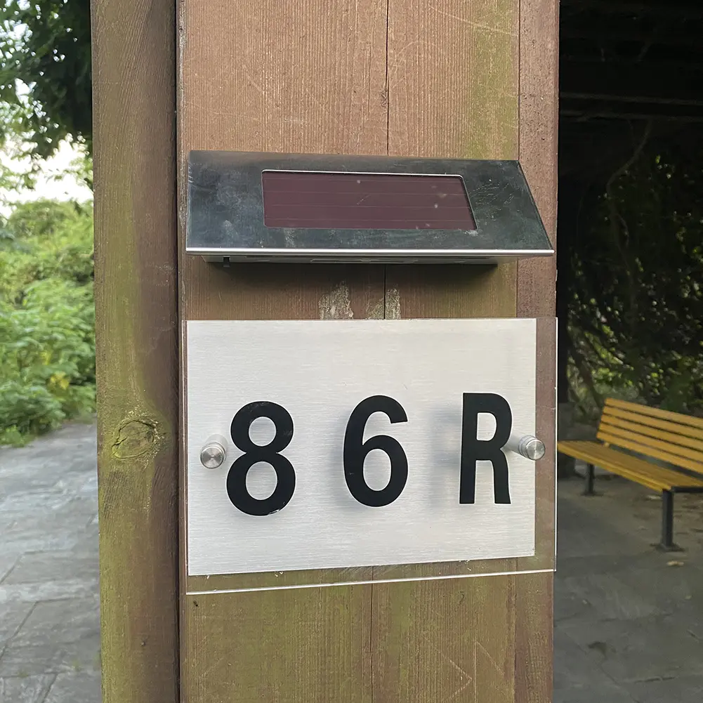 LED Solar House Number Light Door Number Warning Sign Doorplate Lamp Plaques