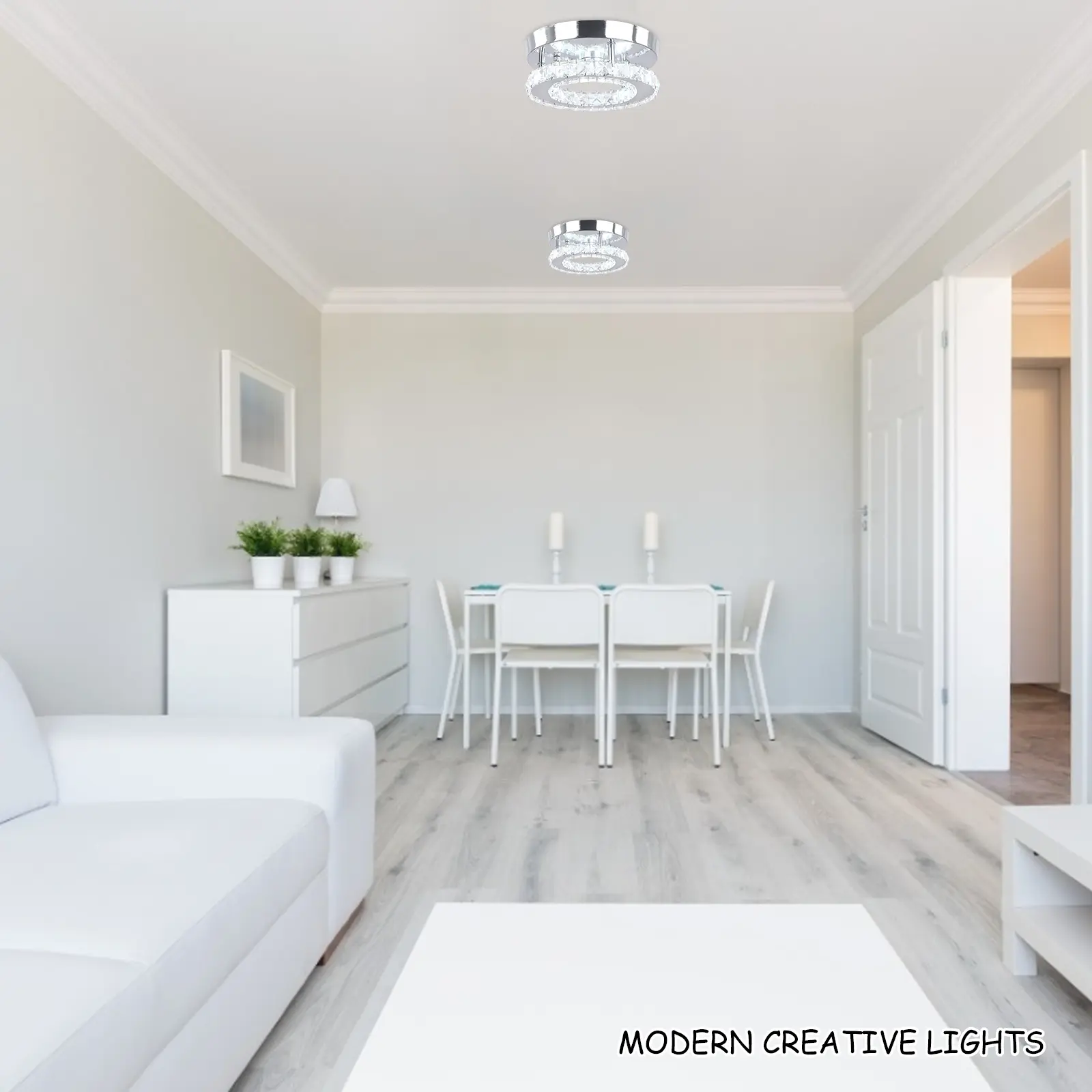 Small LED Ceiling Light Art Gallery Decoration Light Fixture Close to Ceiling Light in Clear Crystal Lamp