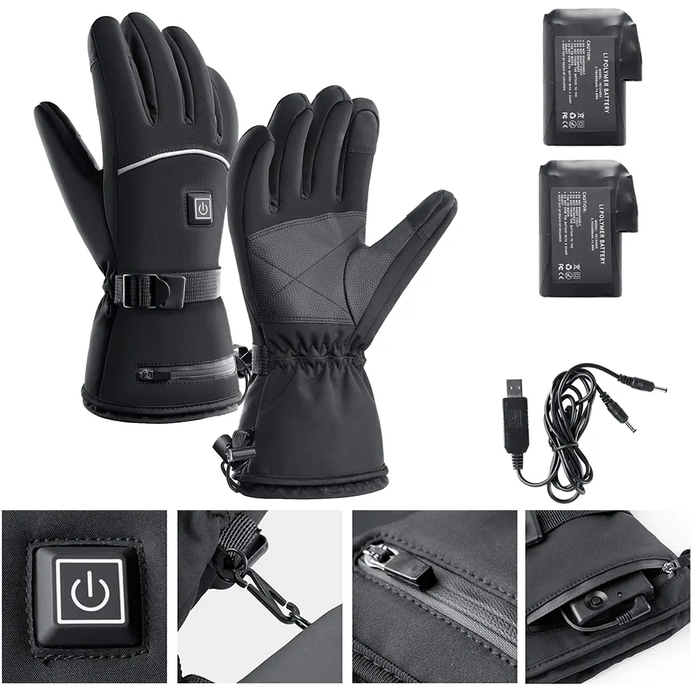 Touch Screen Heated Gloves Battery Powered Electric Heated Gloves Warm Heated Gloves Cold-Proof 3 Gear Temperature for Men Women