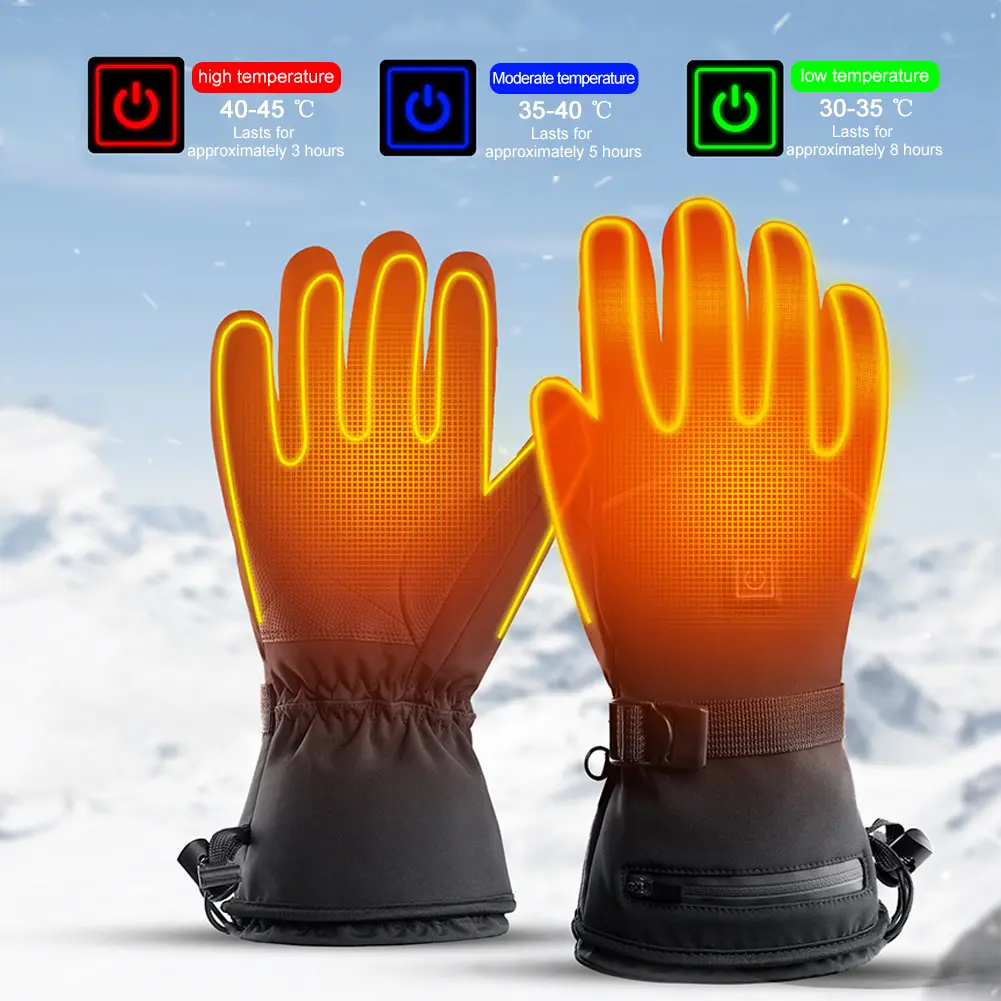 Touch Screen Heated Gloves Battery Powered Electric Heated Gloves Warm Heated Gloves Cold-Proof 3 Gear Temperature for Men Women