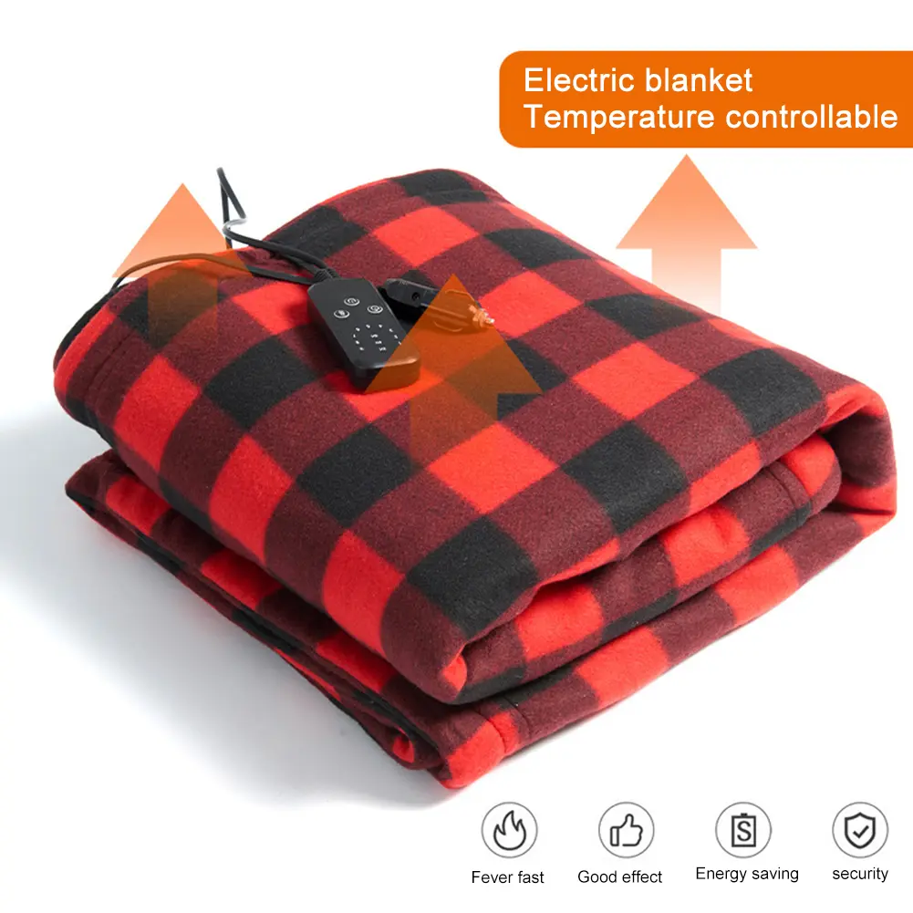 Car Electric Heated Blanket Electric Pad Heater Fast Heating 12V Soft Heating Mat 9 Adjustable Temperature for Car Camping