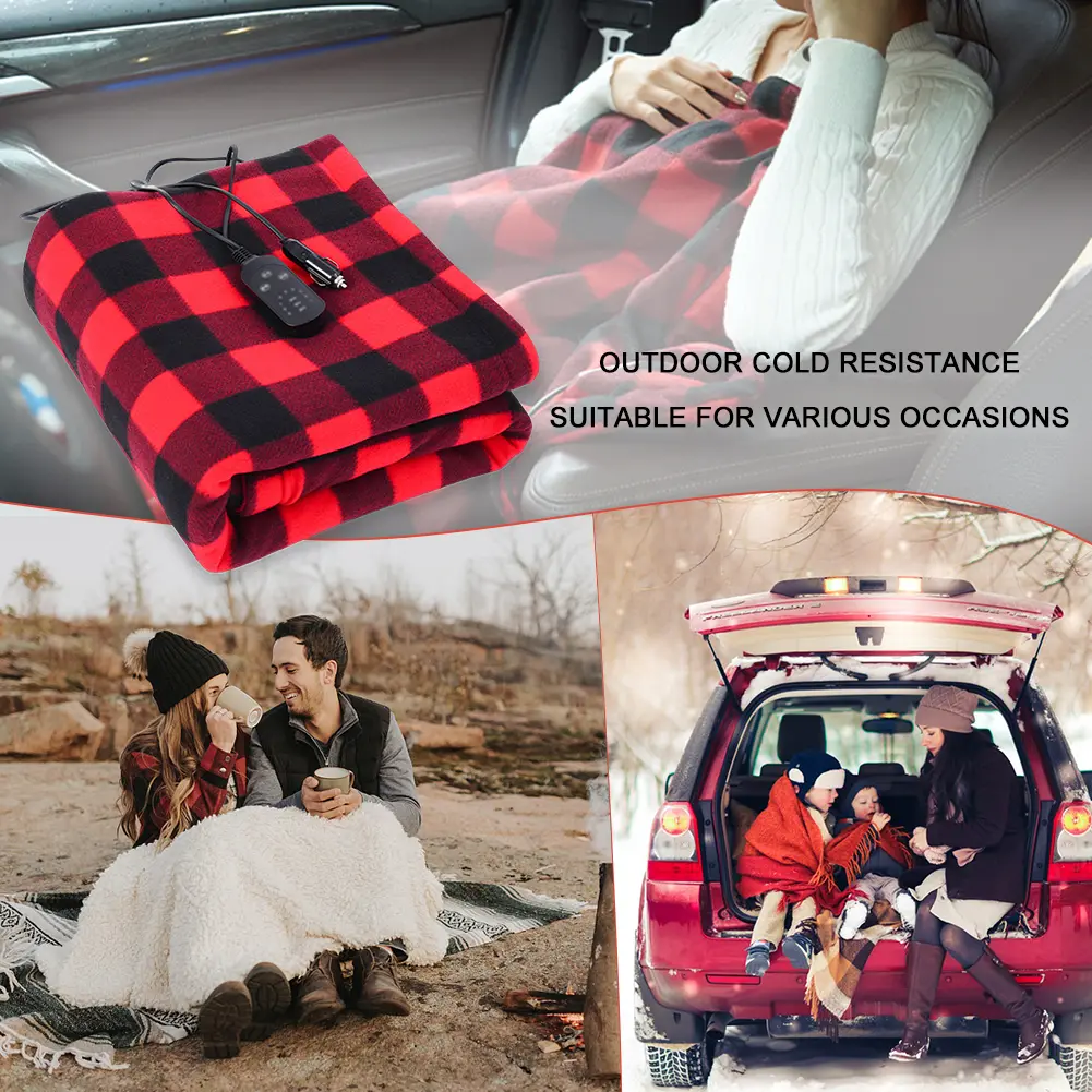 Car Electric Heated Blanket Electric Pad Heater Fast Heating 12V Soft Heating Mat 9 Adjustable Temperature for Car Camping