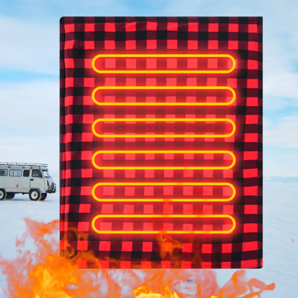 Car Electric Heated Blanket Electric Pad Heater Fast Heating 12V Soft Heating Mat 9 Adjustable Temperature for Car Camping