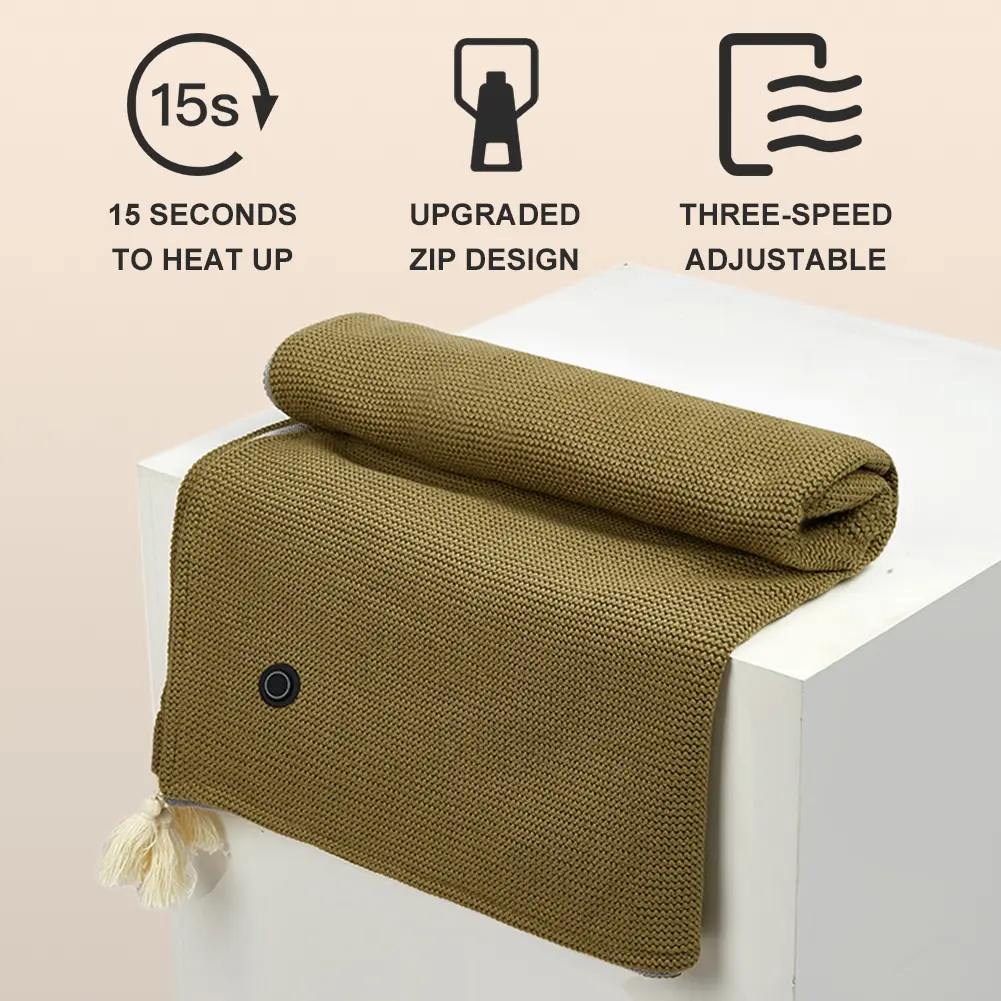 Wearable Heating Electric Blanket Shawl 3 Heating Levels USB Heated Blanket Shawl with 10000mAh Power Bank Heated Shawl