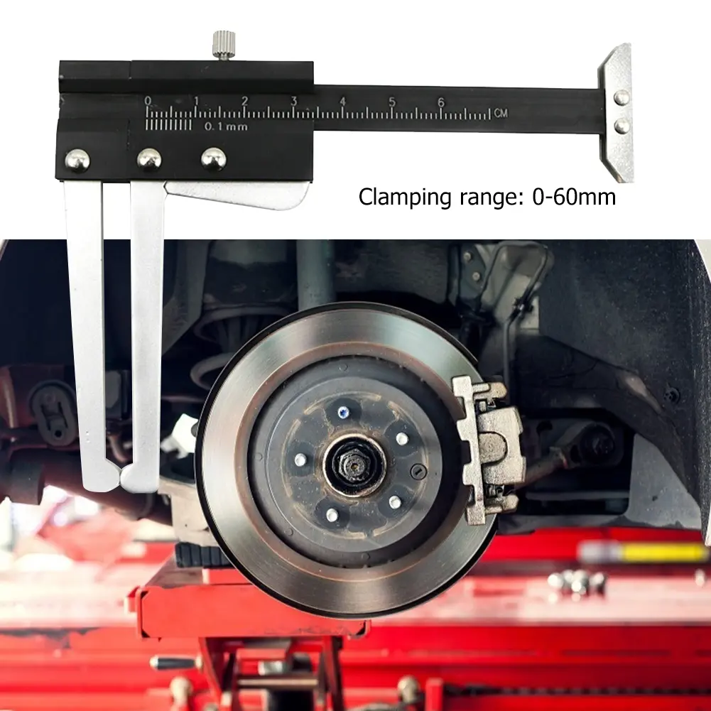 Car Wheel Brake Disc Gauge Ruler Portable Thickness Wear Depth Clamping Caliper