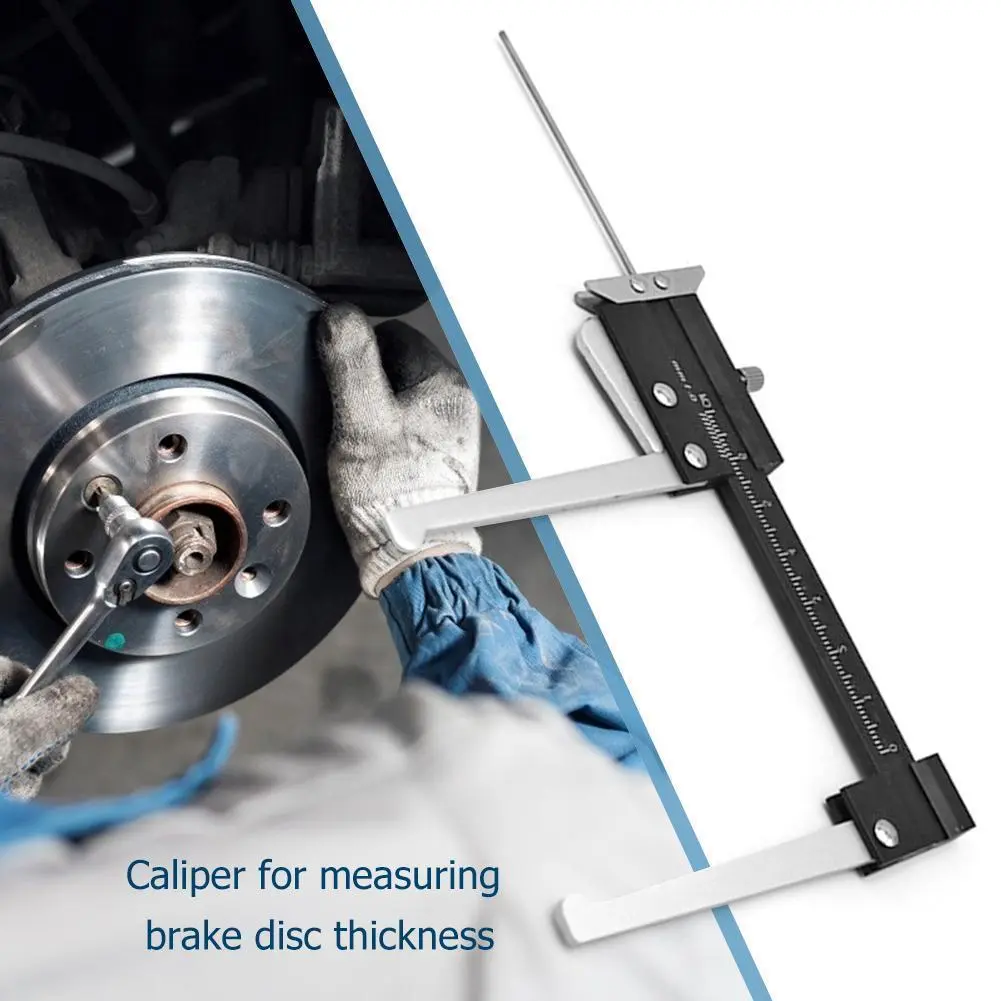 Car Wheel Brake Disc Gauge Ruler Portable Thickness Wear Depth Clamping Caliper