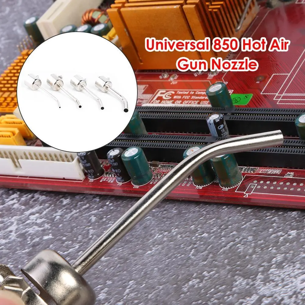 Air Stations Gun Nozzles Soldering Tool 4pcs Long Bent Curved Heat Gun Nozzles for 850 Hot Air Soldering Rework Station
