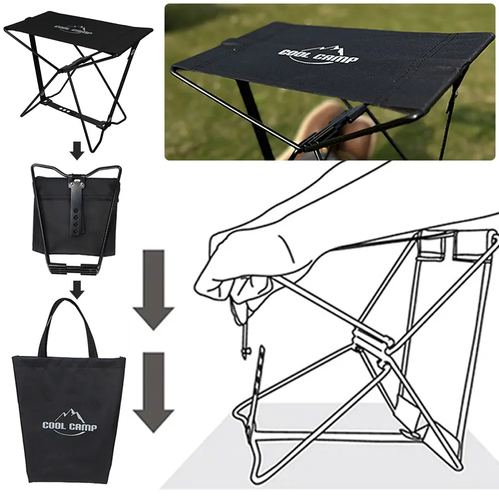 Camping Stool Hold Up To 100KG Portable Outdoor Stool Fishing Chair for Subway Train Queuing Picnic Camping Fishing