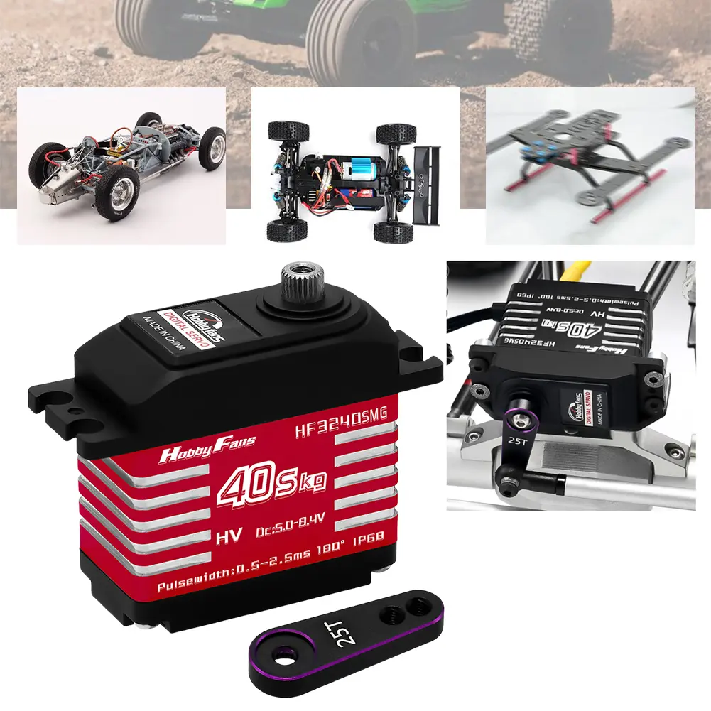 40KG RC Digital Servos IP68 Waterproof High Torque Servos with 25T Servo Horn for 1/12 1/10 1/8 RC Car Crawler Robot Boat
