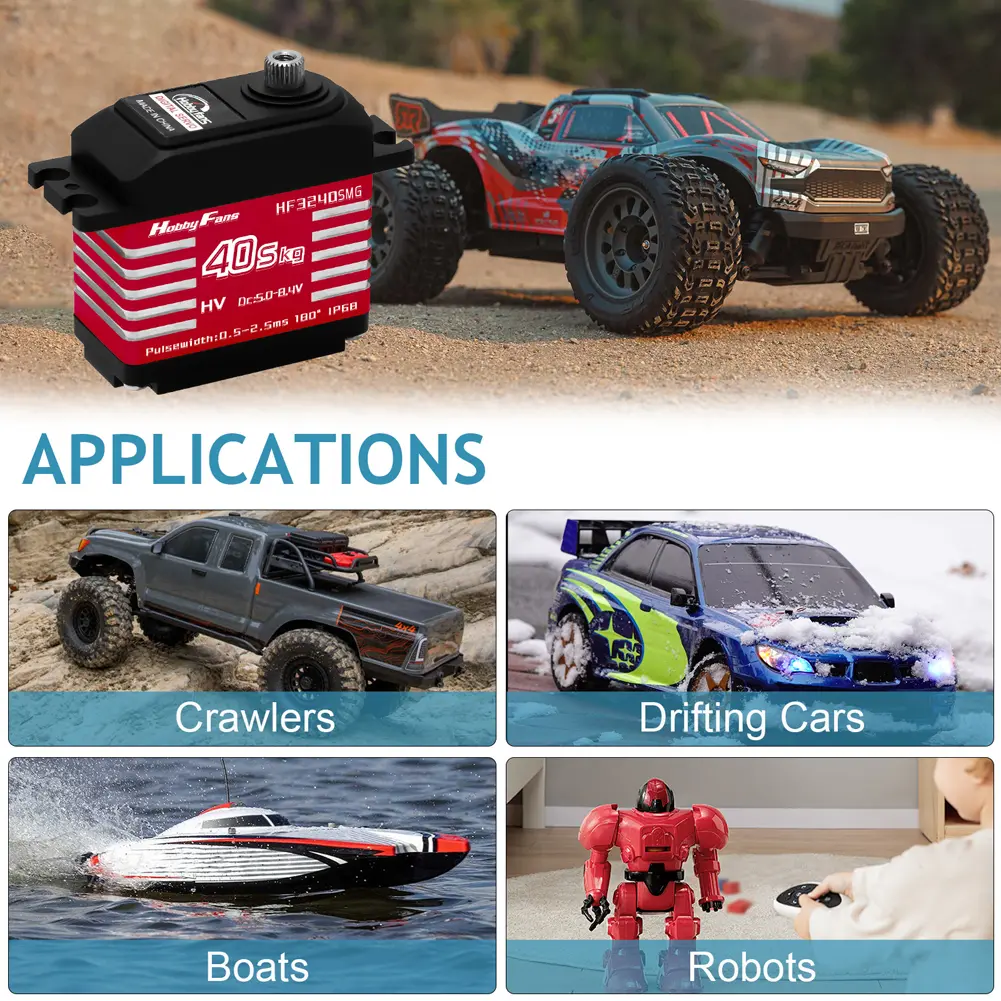 40KG RC Digital Servos IP68 Waterproof High Torque Servos with 25T Servo Horn for 1/12 1/10 1/8 RC Car Crawler Robot Boat