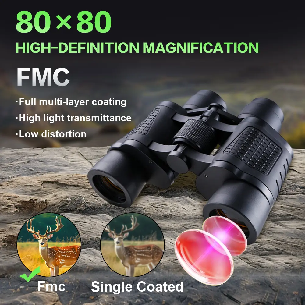 80x80 Outdoor Binoculars Full Optical Glass Night Vision Telescope Long Range Telescopes for Outdoor Sports Games and Concerts