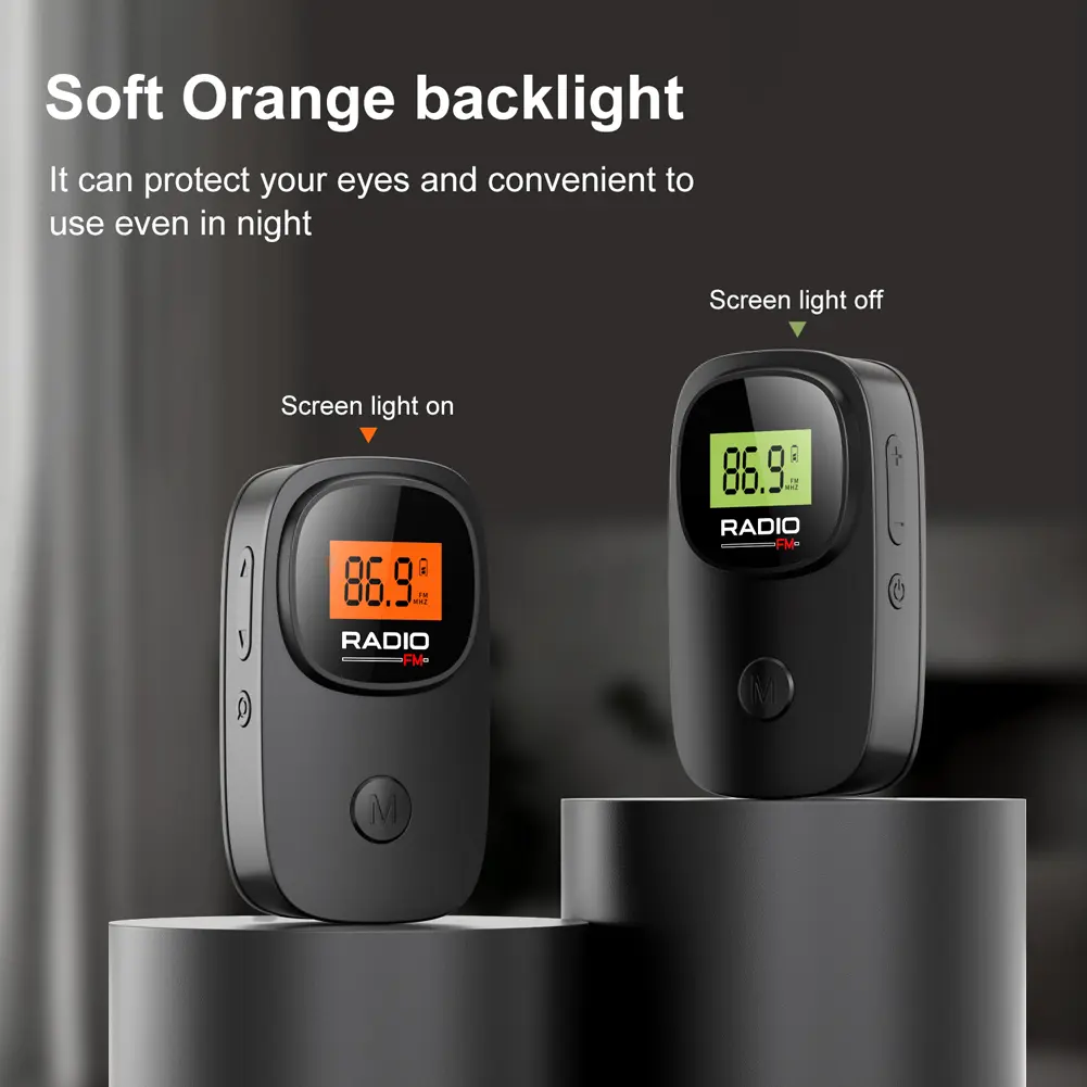 Portable Radio Digital Tuning Pocket Radio with Earphone Mini Radio with Clip for Walking Jogging