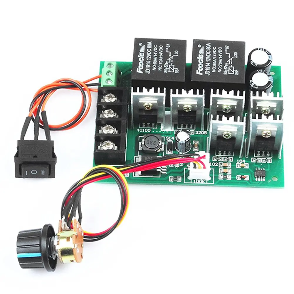 Brush Motor Governor DC10-50V 2000W 40A Motor Speed Control Drive Module Forward and Reverse Barrier Wiring Terminal 12V 24V 36V