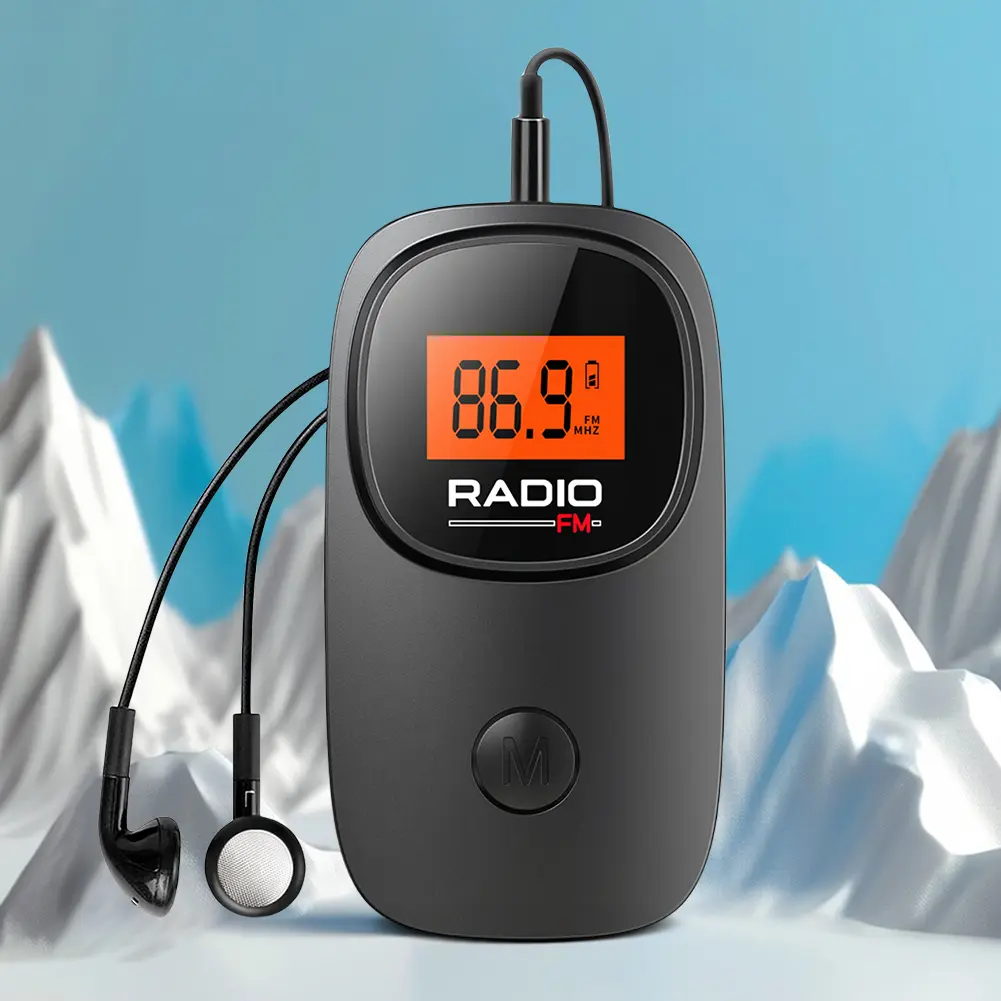 Portable Radio Digital Tuning Pocket Radio with Earphone Mini Radio with Clip for Walking Jogging