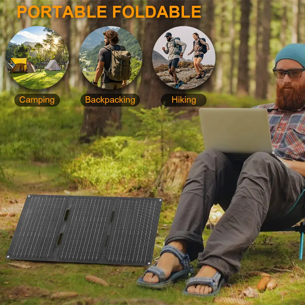 45W Foldable Solar Panel Portable Solar Panel Outdoor Portable Folding Solar Panel Charger for Traveling Camping Backpacking