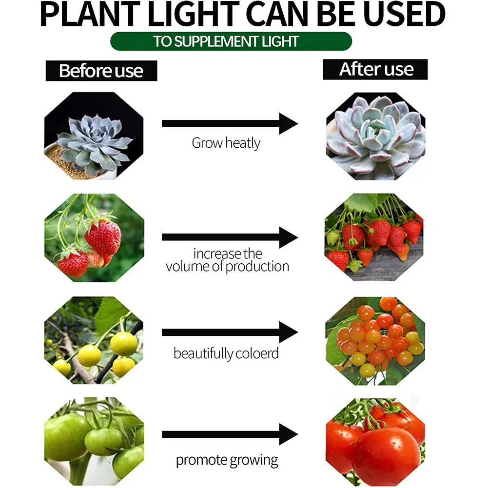 Full Spectrum Grow Lights Height Adjustable Plant Growing Lamp Plant Grow LED Light for Indoor Hydroponic Plants Veg Flower